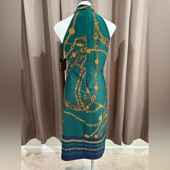 New Enfocus Studio Gold Chain design green haltered dress size 10 - Picture 3 of 9